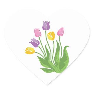 Tulips Plant Heart Sticker