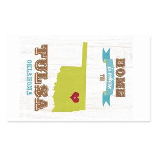 Tulsa, Oklahoma Map – Home Is Where The Heart Is Rectangular Sticker