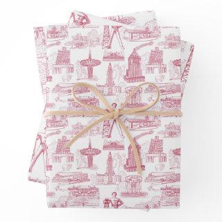 Tulsa Toile Red  Flat Sheet Set of 3