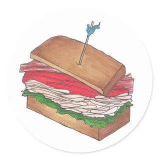 Turkey Club Sandwich Restaurant Diner Foodie Gift Classic Round Sticker