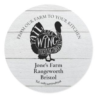 turkey meat farm marketing produce butcher farmer classic round sticker