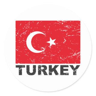 Turkey Vintage Flag Classic Round Sticker