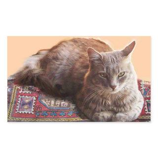 TURKISH CAT ON THE OLD CARPET RECTANGULAR STICKER