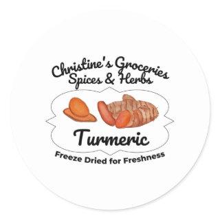 Turmeric spice jar. classic round sticker