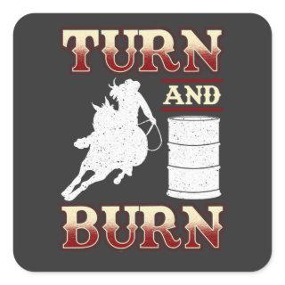Turn and Burn Barrel Racing Compact Mirror Square Sticker