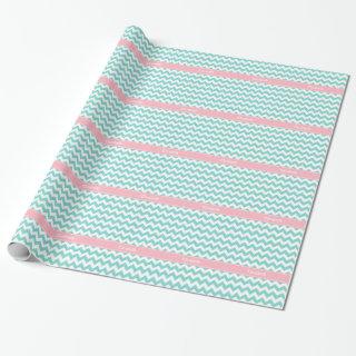 Turq / Aqua Wht Chevron Pink Name Monogram