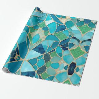 Turquoise Abstract Mosaic with Art Deco style
