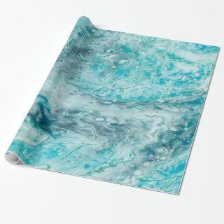 Turquoise Abstract Paint Pour Art