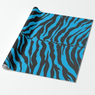 Turquoise And Black Tiger Stripes Animal Print