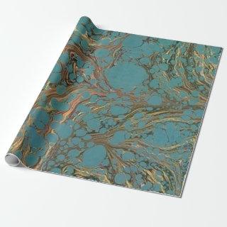 Turquoise and Gold, Marbled.