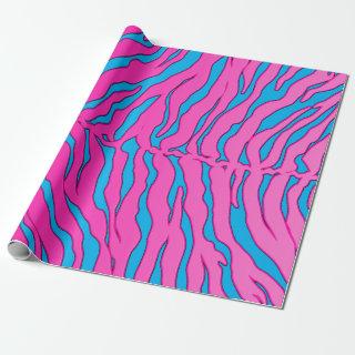 Turquoise And Pink Tiger Stripes Animal Print