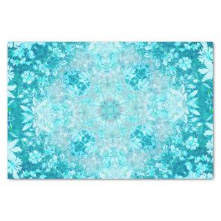 Turquoise Aqua Blue Floral Pattern  Tissue Paper