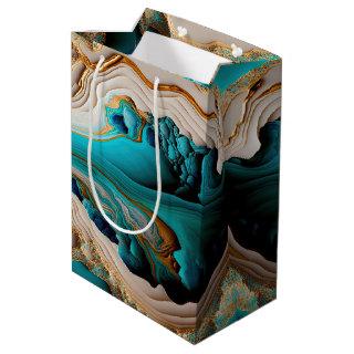 Turquoise Aqua Blue Gold Gemstone Acrylic Pour Art Medium Gift Bag