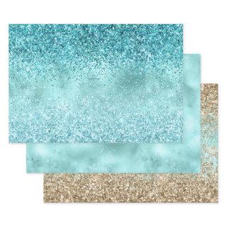 Turquoise Aqua Gold Glam Glitter  Sheets