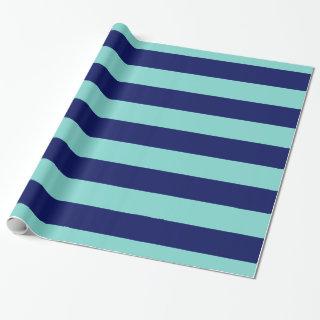 Turquoise Aqua Navy Blue XL Stripes Pattern V