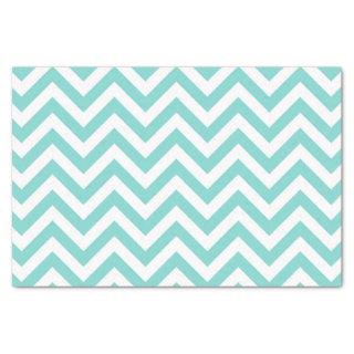 Turquoise Aqua White Large Chevron ZigZag Pattern Tissue Paper