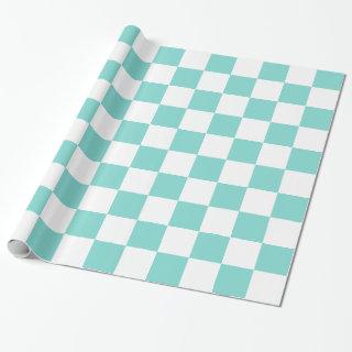 Turquoise Aqua White XL Checker Board Pattern