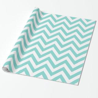 Turquoise Aqua White XL Chevron ZigZag Pattern