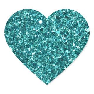 Turquoise Bling, sparkle and glitter Heart Sticker