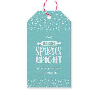 Turquoise  Blue | Christmas Baking Spirits Bright Gift Tags