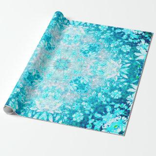 Turquoise Blue Crystal Floral Pattern