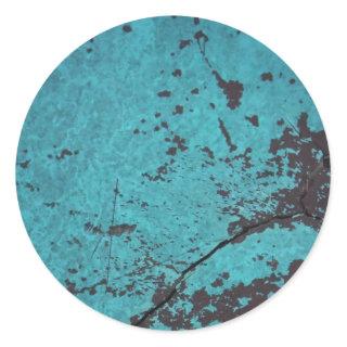 Turquoise Blue Rusted Classic Round Sticker