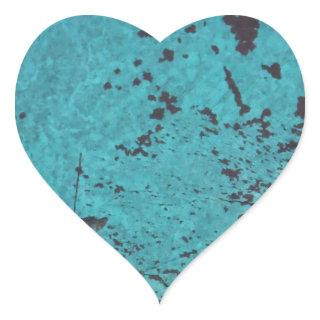 Turquoise Blue Rusted Heart Sticker