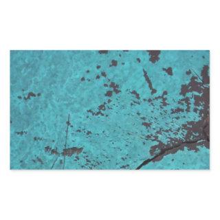 Turquoise Blue Rusted Rectangular Sticker