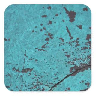 Turquoise Blue Rusted Square Sticker