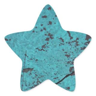 Turquoise Blue Rusted Star Sticker