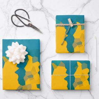 Turquoise Blue & Yellow Crystals Abstract Pattern  Sheets