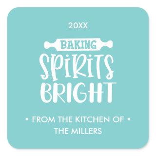 Turquoise | Christmas Baking Spirits Bright Square Sticker