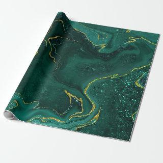 Turquoise gold marbling design