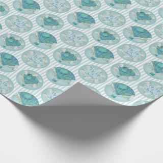 Turquoise Hot Air Balloon - Aqua White Stripes
