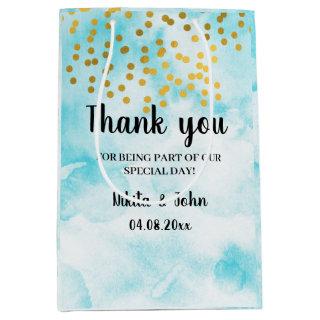 Turquoise minimal calligraphy thank you favor gift medium gift bag