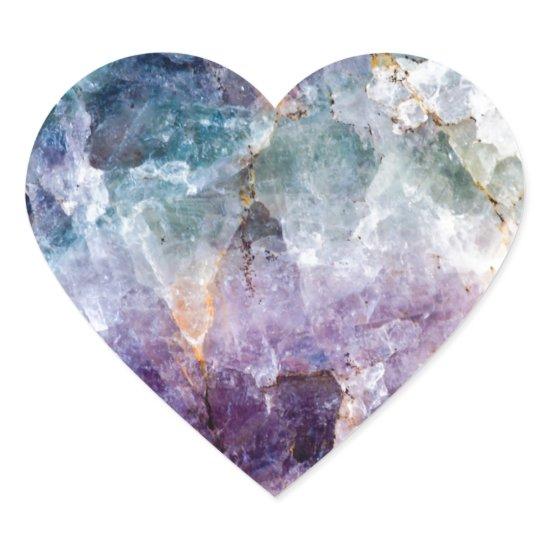 Turquoise & Purple Quartz Crystal Heart Sticker