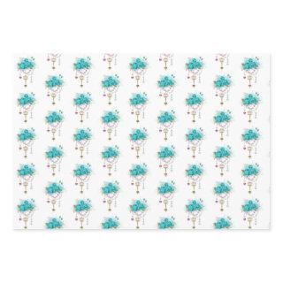Turquoise Roses with Keys  Sheets