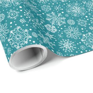 Turquoise & White Abstract Christmas Snowflakes