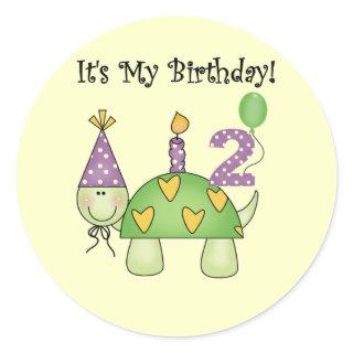 Turtle 2nd Birthday Tshirts and Gifts Classic Round Sticker