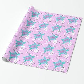 Turtle art age and name 8th birthday wrap