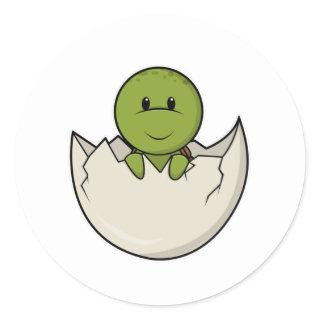 Turtle as Baby with Egg shell Classic Round Sticker