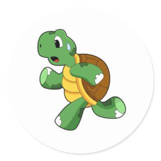 Turtle as Jogger at Running Classic Round Sticker