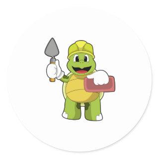 Turtle as Mason with Stone Classic Round Sticker