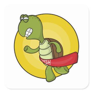 Turtle as Runner at Jogging Square Sticker
