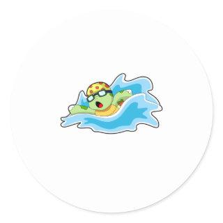 Turtle at Swimming in Water Classic Round Sticker
