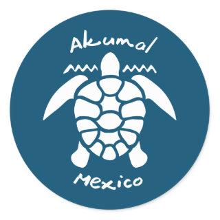 Turtle Diving Akumal, Mexico Classic Round Sticker