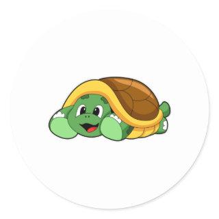Turtle with Shell as Blanket Classic Round Sticker
