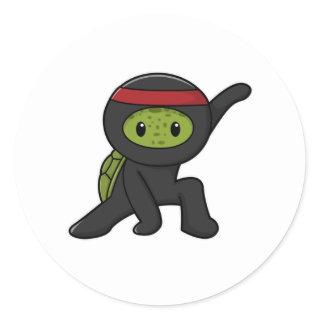 Turtle with Shell as Ninja Classic Round Sticker