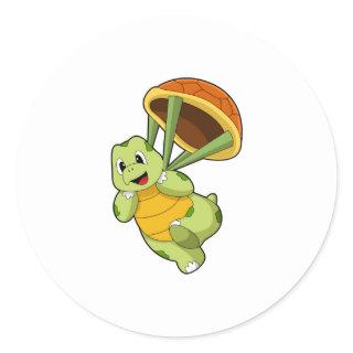 Turtle with Shell as Skydiver Classic Round Sticker