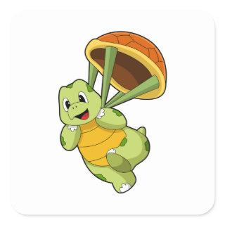 Turtle with Shell as Skydiver Square Sticker